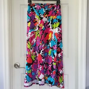 Maternity knit maxi skirt, multicolored floral, M